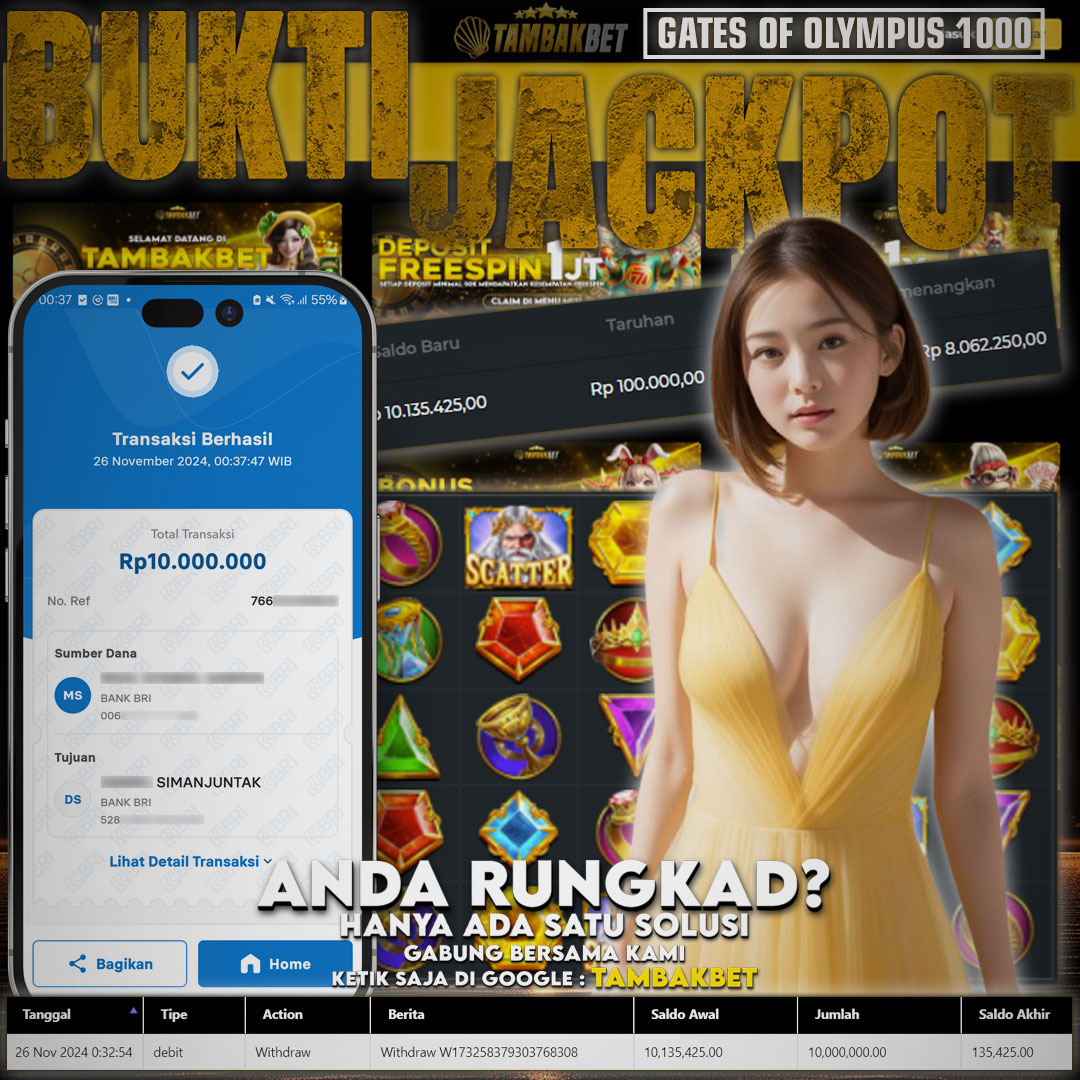 BUKTI JACKPOT SLOT GACOR OLYMPUS 1000