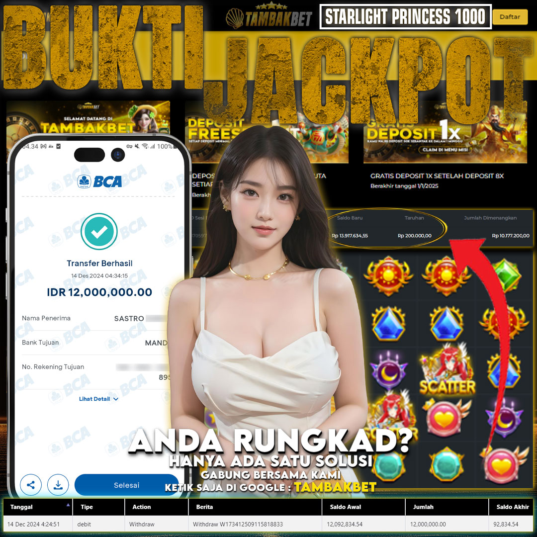 BUKTI JACKPOT SLOT GACOR STARLIGHT PRINCESS 1000